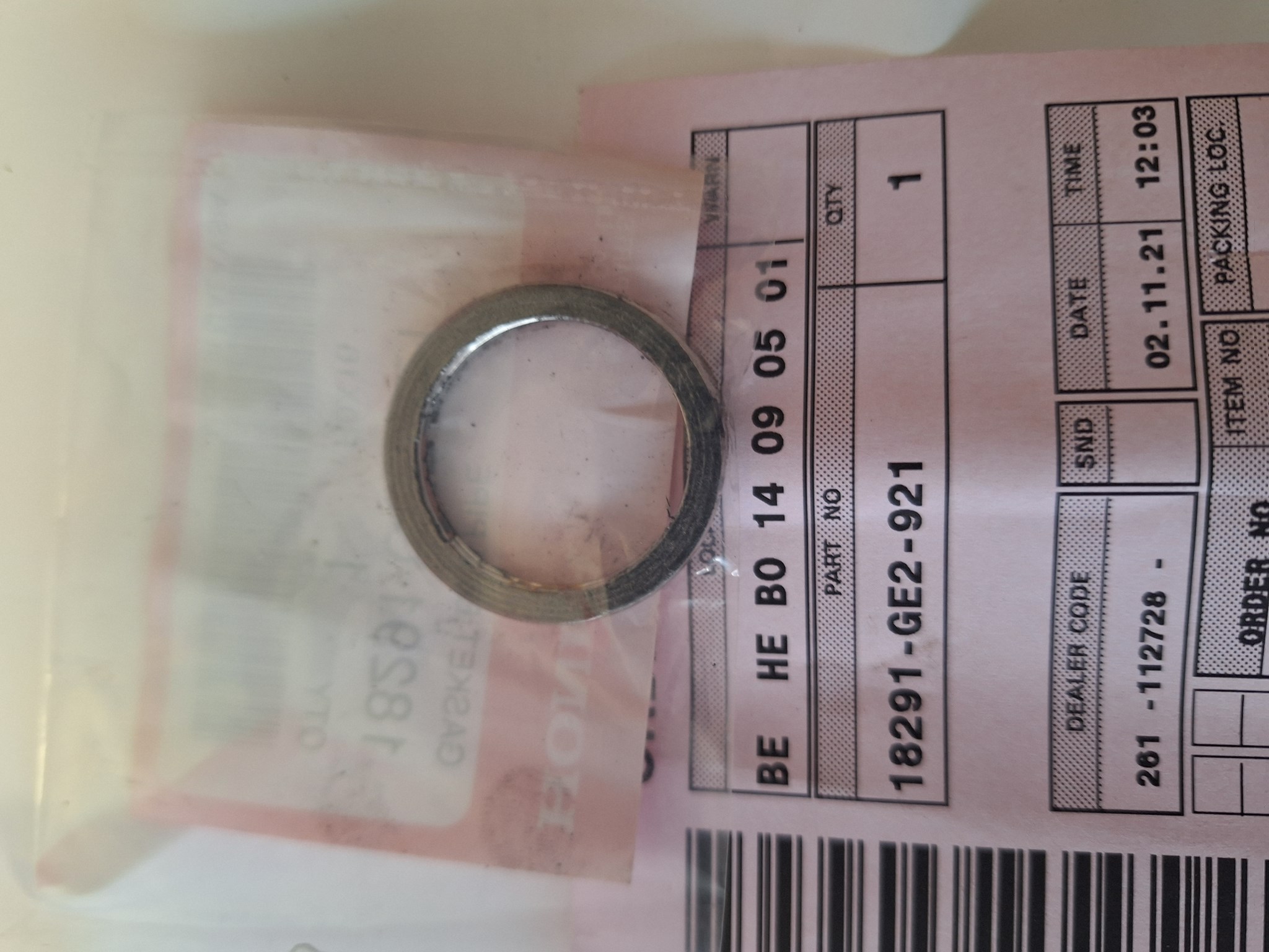 Picture of DICHTUNG, AUSPUFFROHR  18291-GE2-921  NSR 50 F 